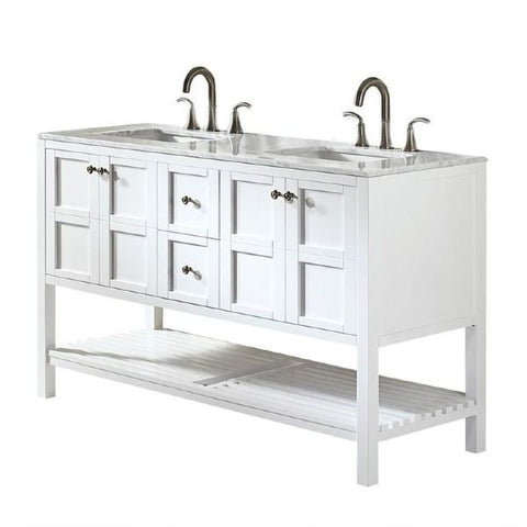 Image of Vinnova Florence 60" Transitional White Double Sink Vanity 713060-WH-CA-NM 713060-WH-CA-NM