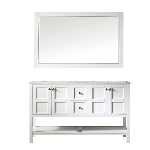 Vinnova Florence 60" Transitional White Double Sink Vanity Set 713060-WH-CA