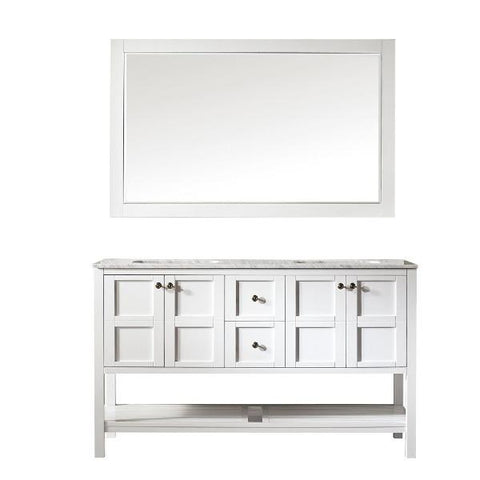 Image of Vinnova Florence 60" Transitional White Double Sink Vanity Set 713060-WH-CA