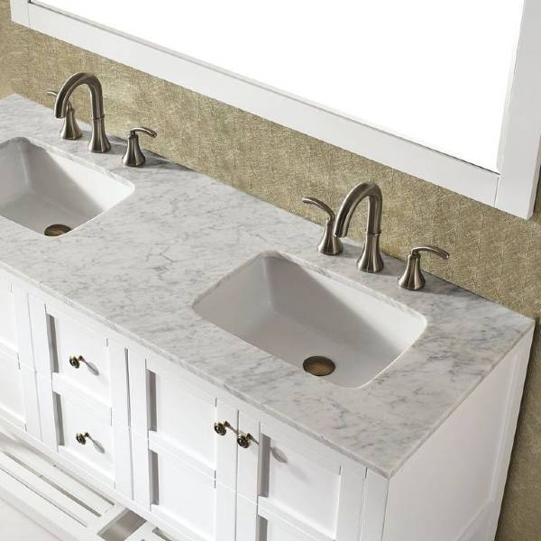 Vinnova Florence 60" Transitional White Double Sink Vanity Set 713060-WH-CA 713060-WH-CA