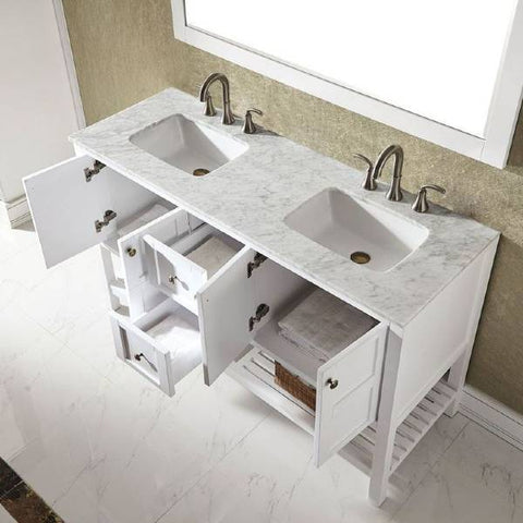 Image of Vinnova Florence 60" Transitional White Double Sink Vanity Set 713060-WH-CA 713060-WH-CA