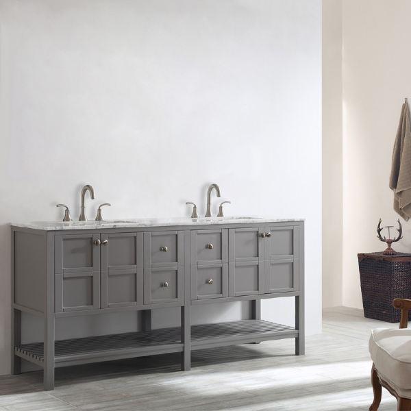 Vinnova Florence 72" Transitional Grey Double Sink Vanity Set 713072-GR-CA 713072-GR-CA