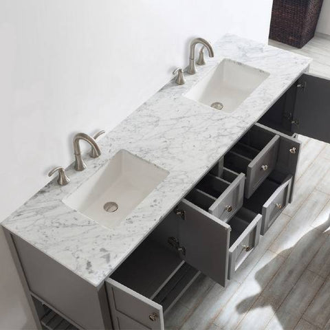 Image of Vinnova Florence 72" Transitional Grey Double Sink Vanity Set 713072-GR-CA 713072-GR-CA