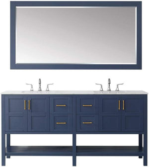 Vinnova Florence 72" Transitional Royal Blue Double Sink Vanity Set 713072-RB-CA 713072-RB-CA