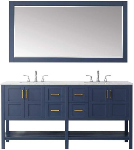 Image of Vinnova Florence 72" Transitional Royal Blue Double Sink Vanity Set 713072-RB-CA 713072-RB-CA