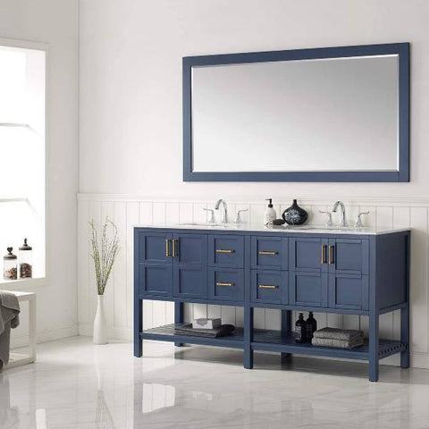 Image of Vinnova Florence 72" Transitional Royal Blue Double Sink Vanity Set 713072-RB-CA 713072-RB-CA