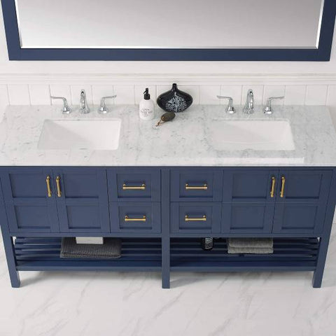 Image of Vinnova Florence 72" Transitional Royal Blue Double Sink Vanity Set 713072-RB-CA 713072-RB-CA