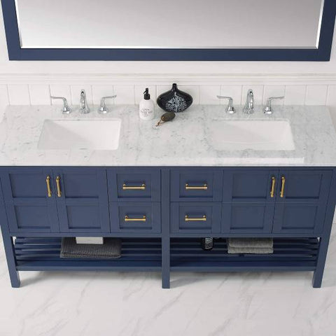 Image of Vinnova Florence 72" Transitional Royal Blue Double Sink Vanity Set 713072-RB-CA 713072-RB-CA
