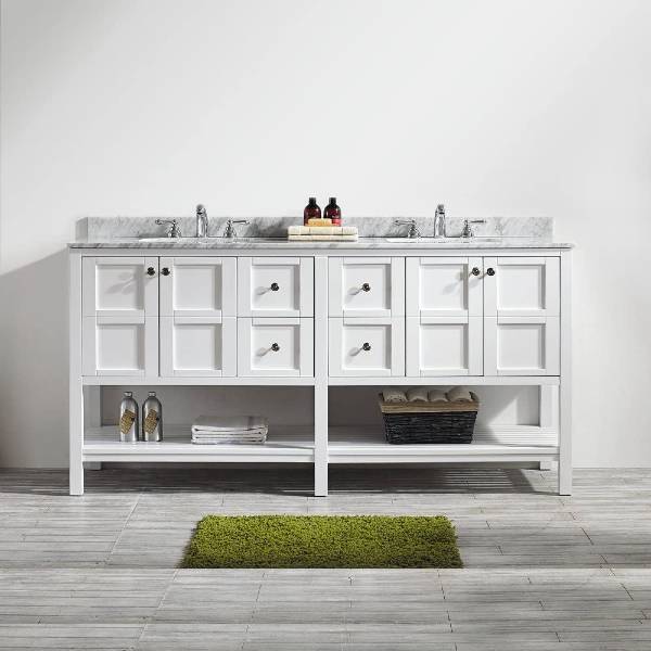Vinnova Florence 72" Transitional White Double Sink Vanity 713072-WH-CA-NM 713072-WH-CA-NM