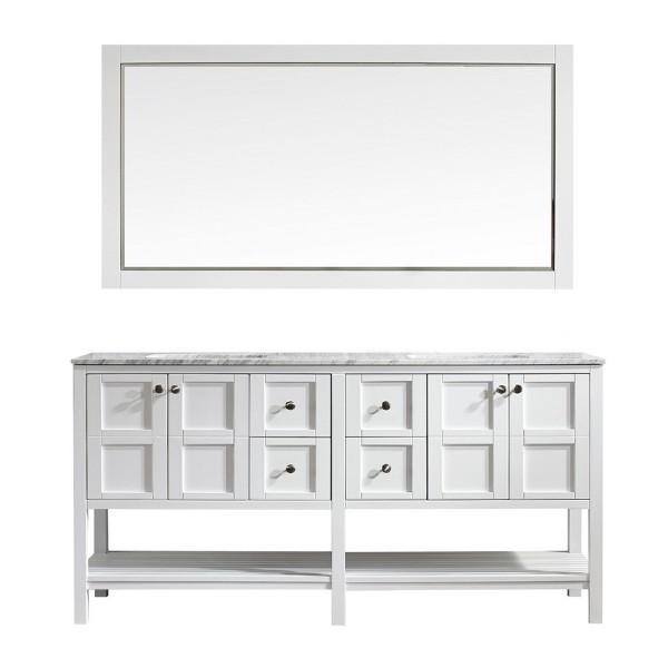 Vinnova Florence 72" Transitional White Double Sink Vanity Set 713072-WH-CA 713072-WH-CA
