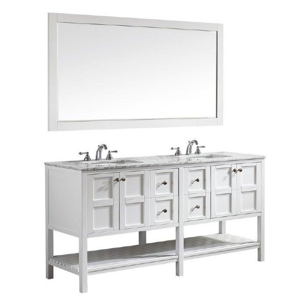 Vinnova Florence 72" Transitional White Double Sink Vanity Set 713072-WH-CA 713072-WH-CA