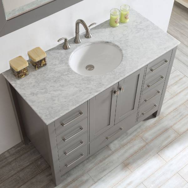 Vinnova Gela 48" Modern Grey Single Sink Vanity Set 723048-GR-CA
