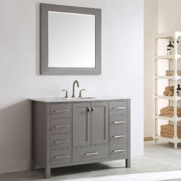 Vinnova Gela 48" Modern Grey Single Sink Vanity Set 723048-GR-CA