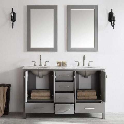 Image of Vinnova Gela 60" Modern Grey Double Sink Vanity Set 723060-GR-CA-NM
