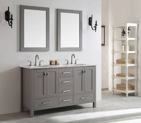 Image of Vinnova Gela 60" Modern Grey Double Sink Vanity Set 723060-GR-CA-NM
