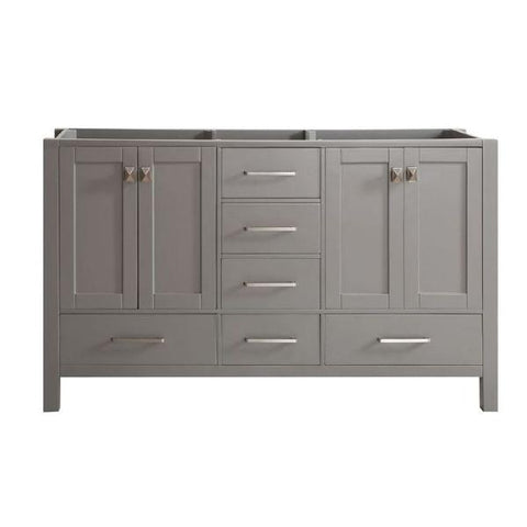Image of Vinnova Gela 60" Modern Grey Double Sink Vanity w/ Carrara Marble Countertop