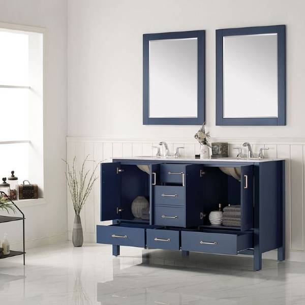 Vinnova Gela 60" Modern Royal Blue Double Sink Vanity Set 723060-RB-CA