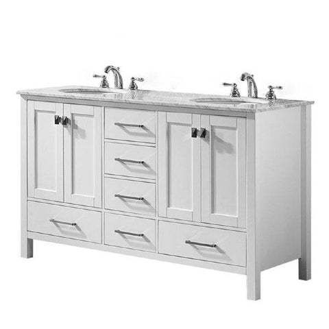 Image of Vinnova Gela 60" Modern White Double Sink Vanity 723060-WH-CA-NM 723060-WH-CA-NM