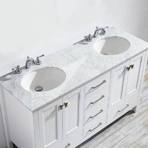 Image of Vinnova Gela 60" Modern White Double Sink Vanity 723060-WH-CA-NM 723060-WH-CA-NM