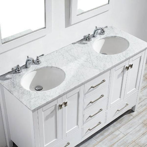 Image of Vinnova Gela 60" Modern White Double Sink Vanity Set 723060-WH-CA