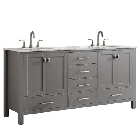 Vinnova Gela 72" Modern Grey Double Sink Vanity 723072-GR-CA-NM 723072-GR-CA-NM