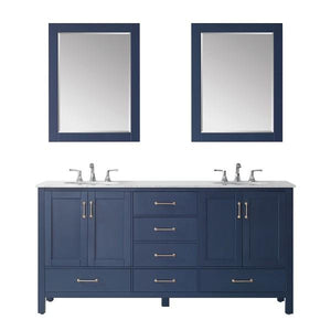 Vinnova Gela 72" Modern Royal Blue Double Sink Vanity Set 723072-RB-CA
