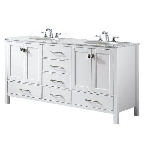Image of Vinnova Gela 72" Modern White Double Sink Vanity 723072-WH-CA-NM