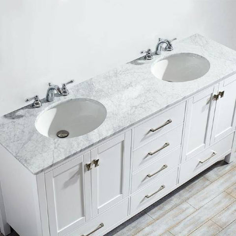 Image of Vinnova Gela 72" Modern White Double Sink Vanity 723072-WH-CA-NM