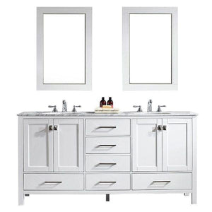Vinnova Gela 72" Modern White Double Sink Vanity Set 723072-WH-CA