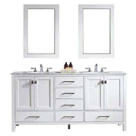 Image of Vinnova Gela 72" Modern White Double Sink Vanity Set 723072-WH-CA