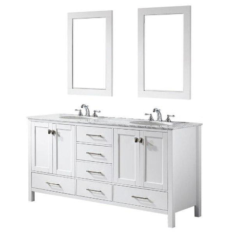 Image of Vinnova Gela 72" Modern White Double Sink Vanity Set 723072-WH-CA