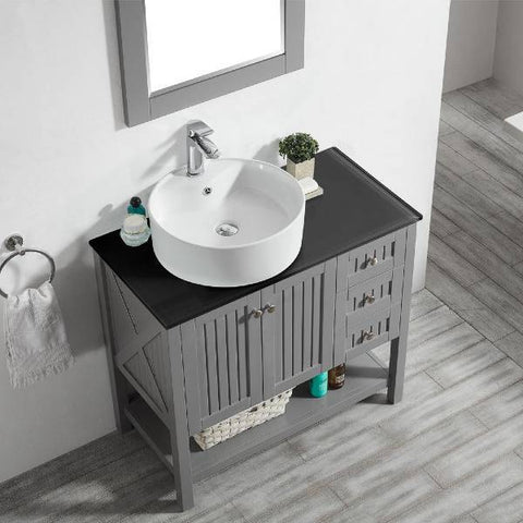 Image of Vinnova Modena 36” Contemporary Grey Single Sink Vanity Set w/ Glass Countertop