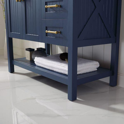 Image of Vinnova Modena 36” Contemporary Royal Blue Single Sink Vanity Set w/ Glass Countertop