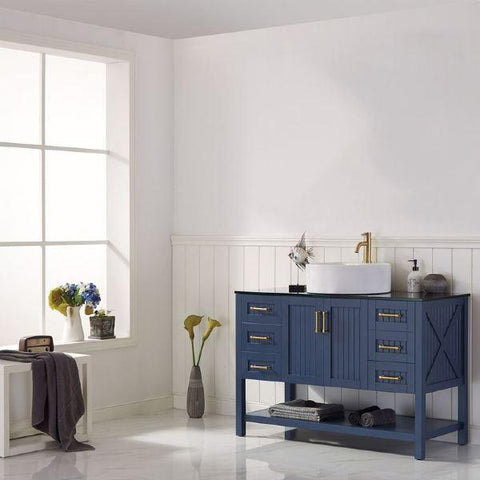 Image of Vinnova Modena 48” Contemporary Royal Blue Single Sink Vanity w/ Glass Countertop 756048-RB-BG-NM