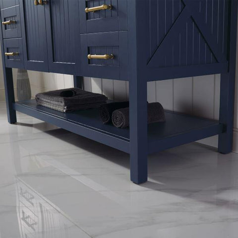 Vinnova Modena 48” Contemporary Royal Blue Single Sink Vanity w/ Glass Countertop 756048-RB-BG-NM