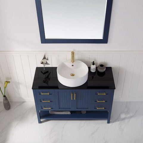 Image of Vinnova Modena 48" Modern Royal Blue Single Sink Vanity Set 756048-RB-BG 756048-RB-BG