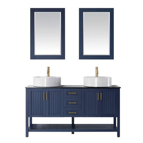 Image of Vinnova Modena 60" Modern Royal Blue Double Sink Vanity Set 756060-RB-BG 756060-RB-BG