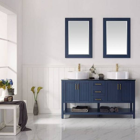 Image of Vinnova Modena 60" Modern Royal Blue Double Sink Vanity Set 756060-RB-BG 756060-RB-BG