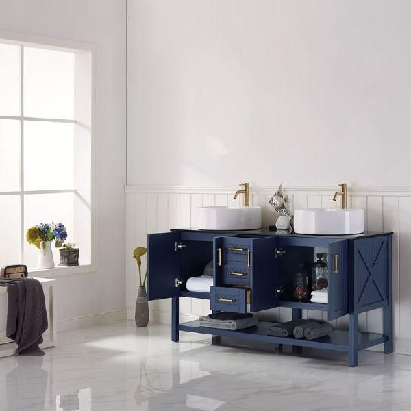 Vinnova Modena 60" Modern Royal Blue Single Sink Vanity 756060-RB-BG-NM