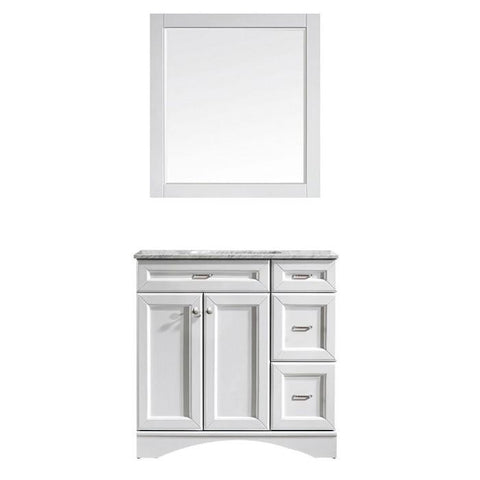 Image of Vinnova Naples 36" Transitional White Single Sink Vanity Set w/ Carrara Marble Countertop