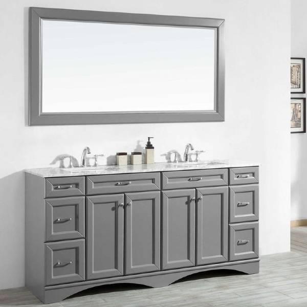 Vinnova Naples 72" Transitional Grey Double Sink Vanity Set 710072-GR-CA