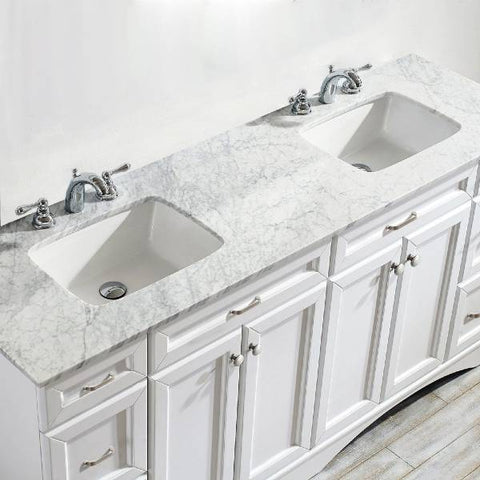 Image of Vinnova Naples 72" Transitional White Double Sink Vanity 710072-WH-CA-NM 710072-WH-CA-NM