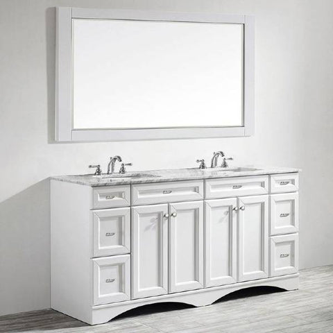 Image of Vinnova Naples 72" Transitional White Double Sink Vanity Set 710072-WH-CA