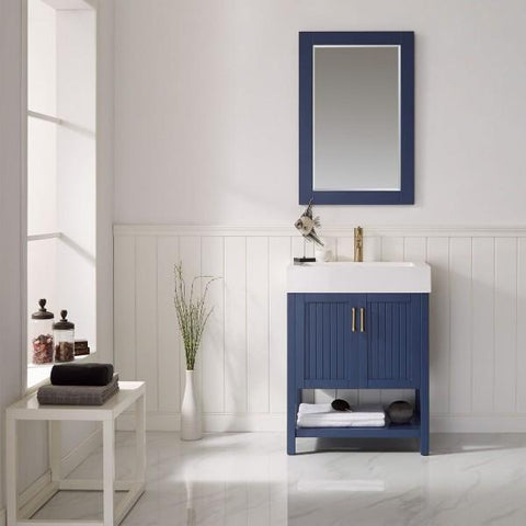 Image of Vinnova Pavia 28” Modern Royal Blue Single Vanity Set with Acrylic under-mount Sink