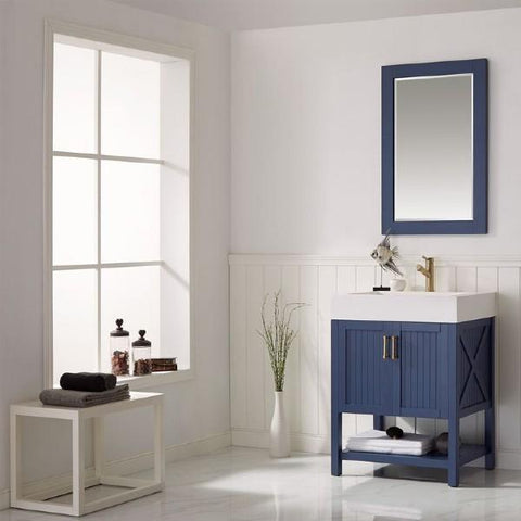 Image of Vinnova Pavia 28” Modern Royal Blue Single Vanity Set with Acrylic under-mount Sink