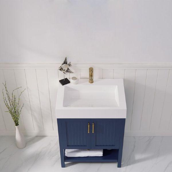 Vinnova Pavia 28” Modern Royal Blue Single Vanity w/ Acrylic under-mount Sink 755028-RB-WH-NM