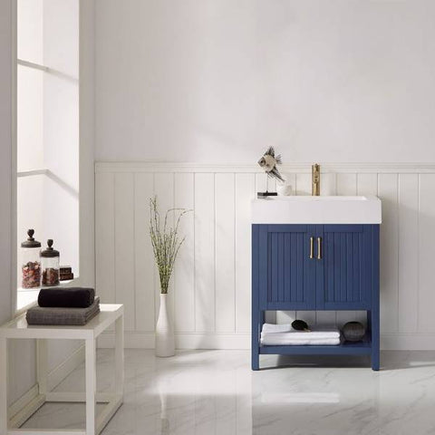 Image of Vinnova Pavia 28” Modern Royal Blue Single Vanity w/ Acrylic under-mount Sink 755028-RB-WH-NM