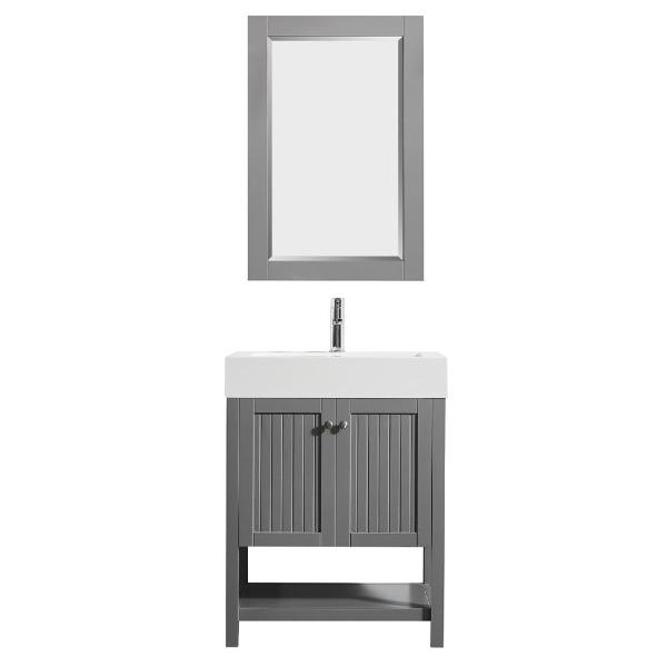 Vinnova Pavia 28” Modern Single Vanity Set in Grey with Acrylic under-mount Sink