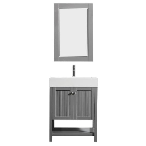 Image of Vinnova Pavia 28” Modern Single Vanity Set in Grey with Acrylic under-mount Sink
