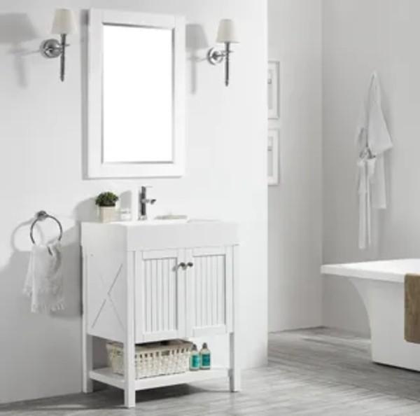 Vinnova Pavia 28” Modern White Single Sink Vanity Set with Acrylic under-mount Sink